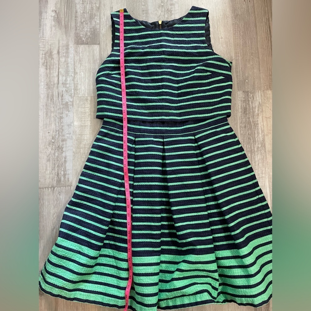 Taylor Size 12 green and blue striped dress - Picture 12 of 16
